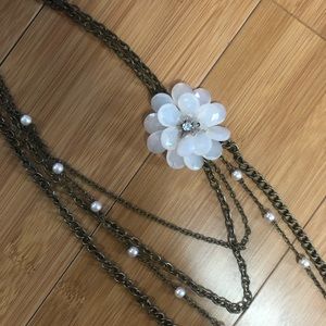 Long layered vintage looking multi chain necklace